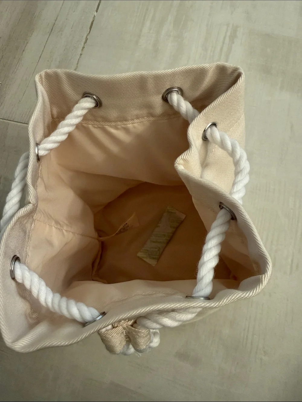 Dior Beauty Satin Drawstring Pouch in Champagne Cream